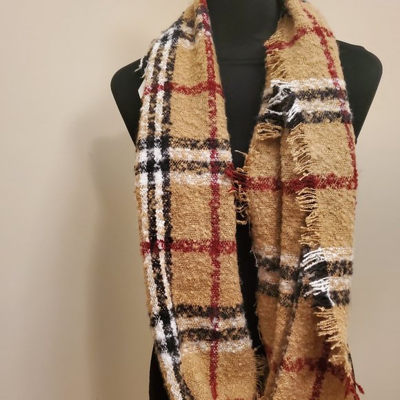 Tan Plaid One Infinity Scarf NWT & New in PKG - Picture 1 of 2